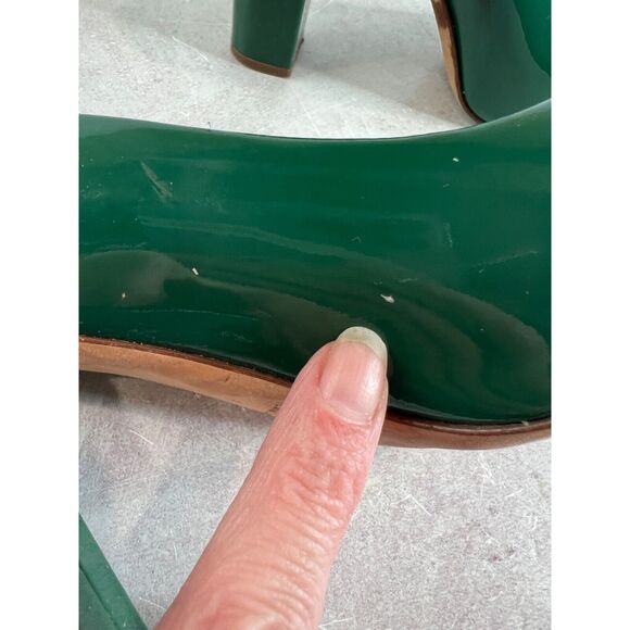 J. Crew Factory Green Heels with Light Green Toe Cap - Picture 13 of 16